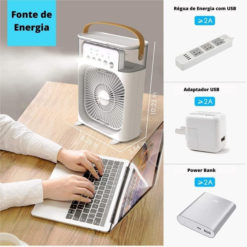 Mini Ar Condicionado Portátil com Ventilador, Refrigeração