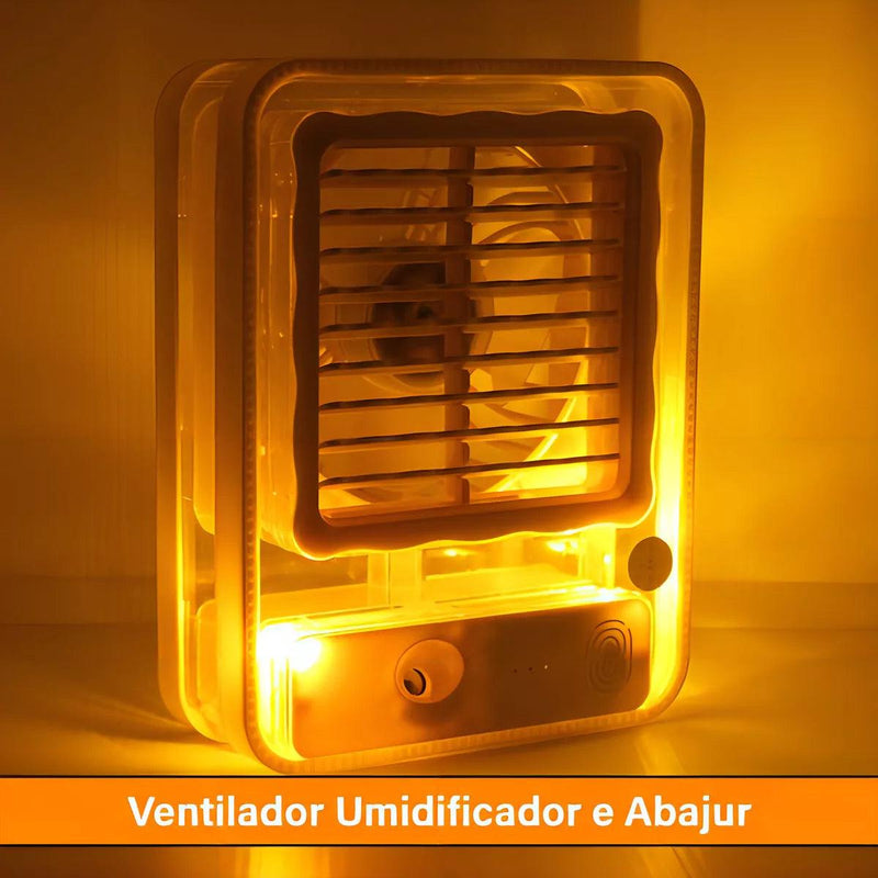 Luminaria, Umidificador e Ventilador Ar Recarregável Com Led