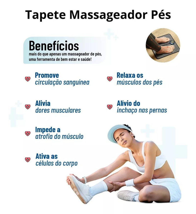 Massageador Tapete Para Pés Elétrico Estimulação Muscular