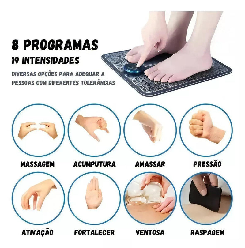 Massageador Tapete Para Pés Elétrico Estimulação Muscular